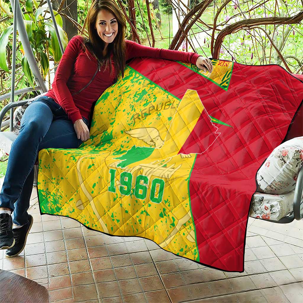 Mali Map Quilt Heart-Inspired Design with National Flag Colors