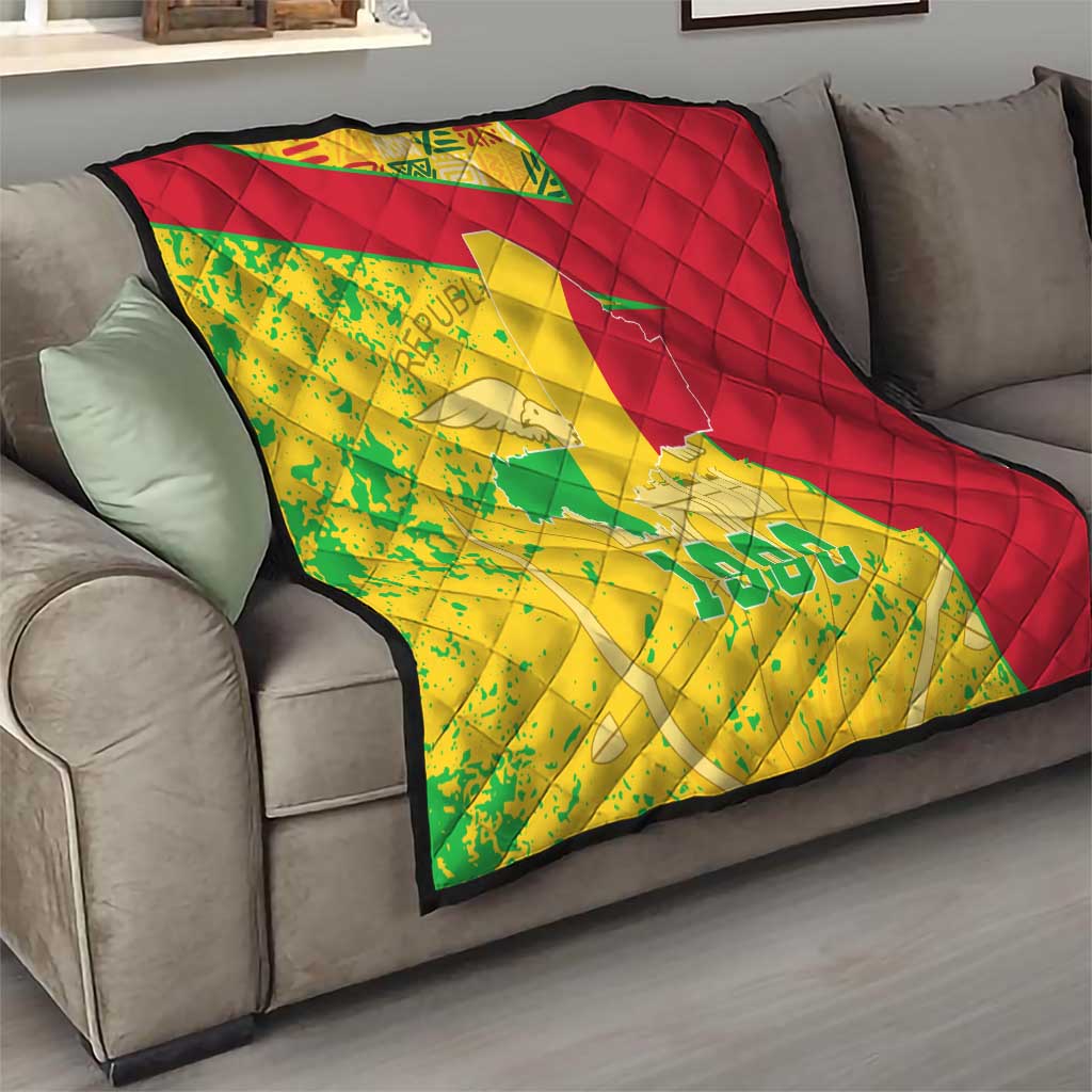 Mali Map Quilt Heart-Inspired Design with National Flag Colors