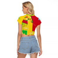 Mali Map Raglan Cropped T Shirt Heart-Inspired Design with National Flag Colors
