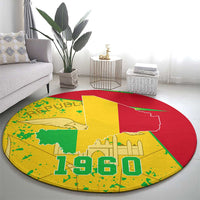 Mali Map Round Carpet Heart-Inspired Design with National Flag Colors