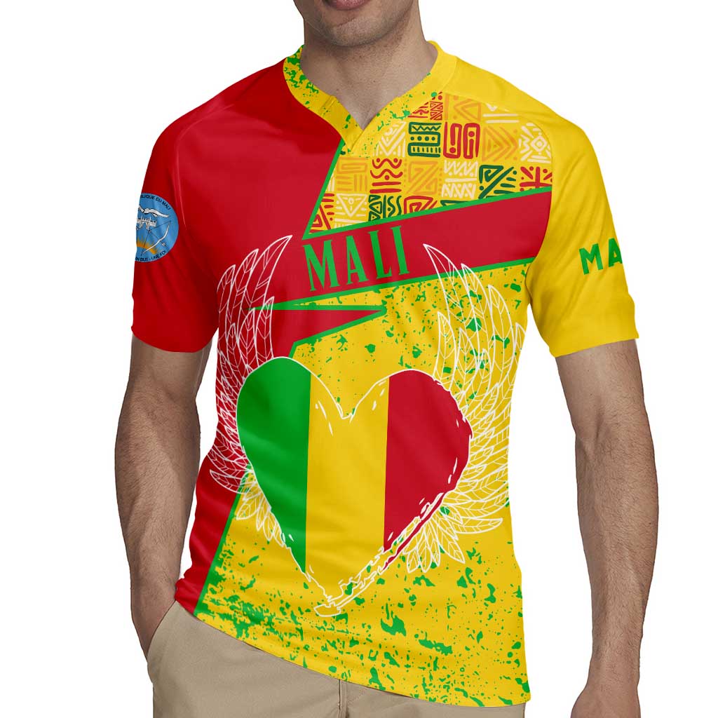 Mali Map Rugby Jersey Heart-Inspired Design with National Flag Colors