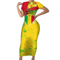 Mali Map Short Sleeve Bodycon Dress Heart-Inspired Design with National Flag Colors