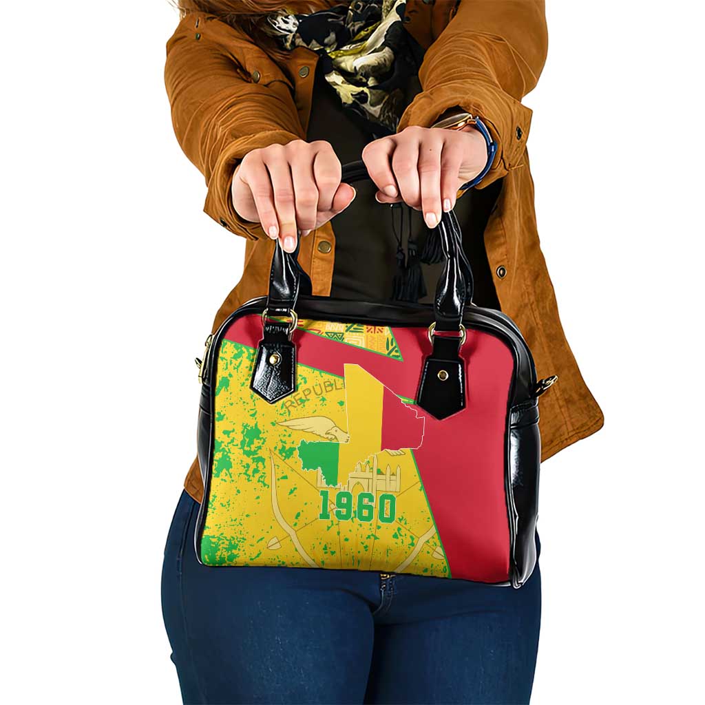 Mali Map Shoulder Handbag Heart-Inspired Design with National Flag Colors