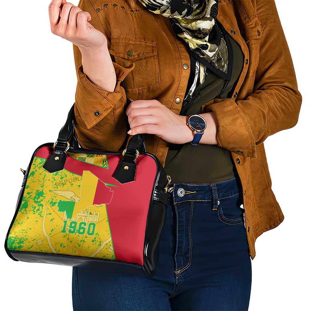Mali Map Shoulder Handbag Heart-Inspired Design with National Flag Colors