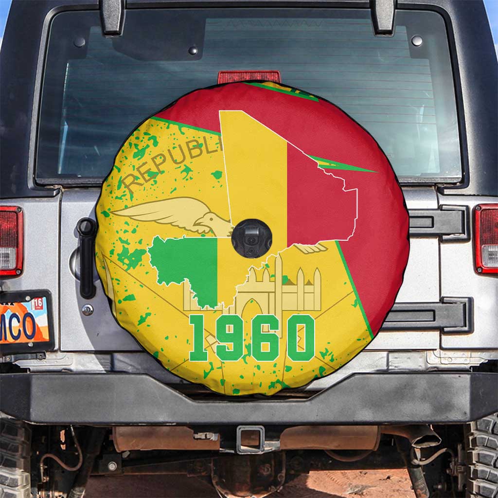 Mali Map Spare Tire Cover Heart-Inspired Design with National Flag Colors