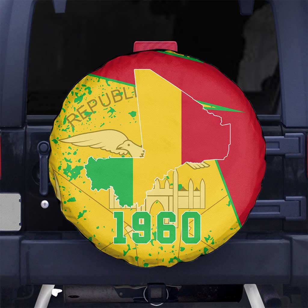 Mali Map Spare Tire Cover Heart-Inspired Design with National Flag Colors