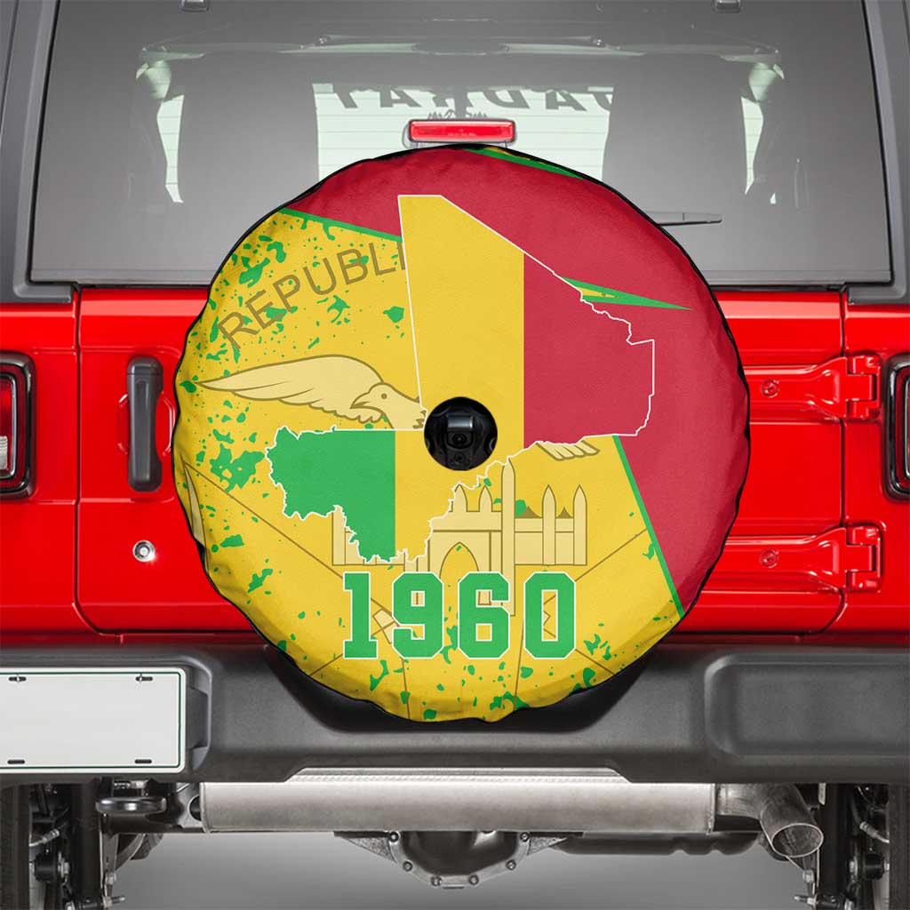Mali Map Spare Tire Cover Heart-Inspired Design with National Flag Colors