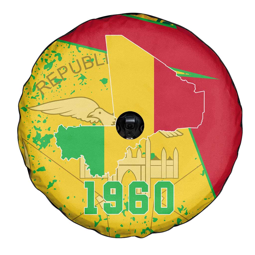 Mali Map Spare Tire Cover Heart-Inspired Design with National Flag Colors