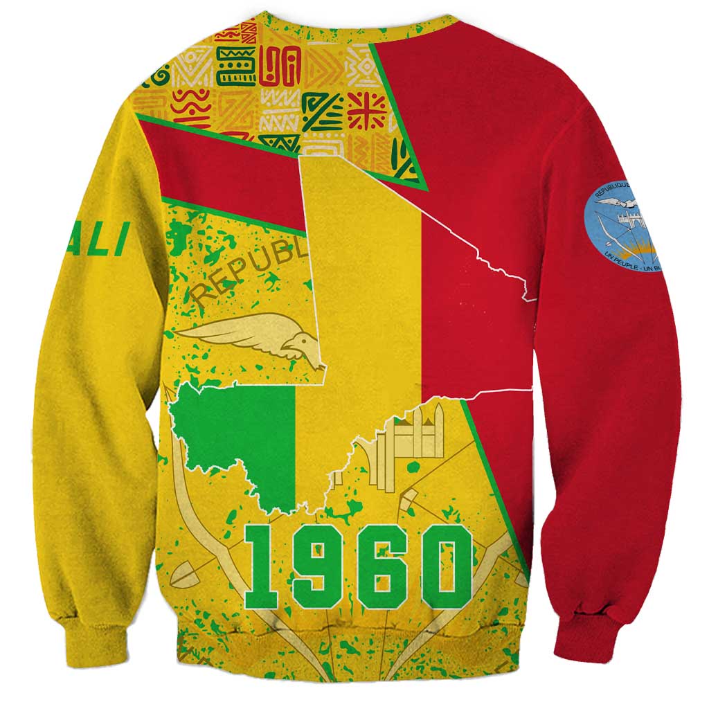 Mali Map Sweatshirt Heart-Inspired Design with National Flag Colors