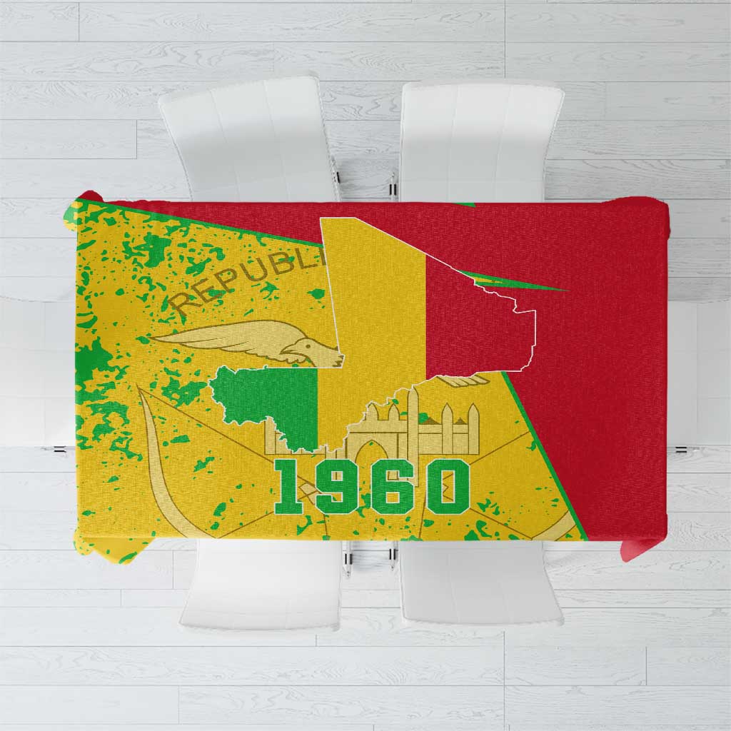 Mali Map Tablecloth Heart-Inspired Design with National Flag Colors
