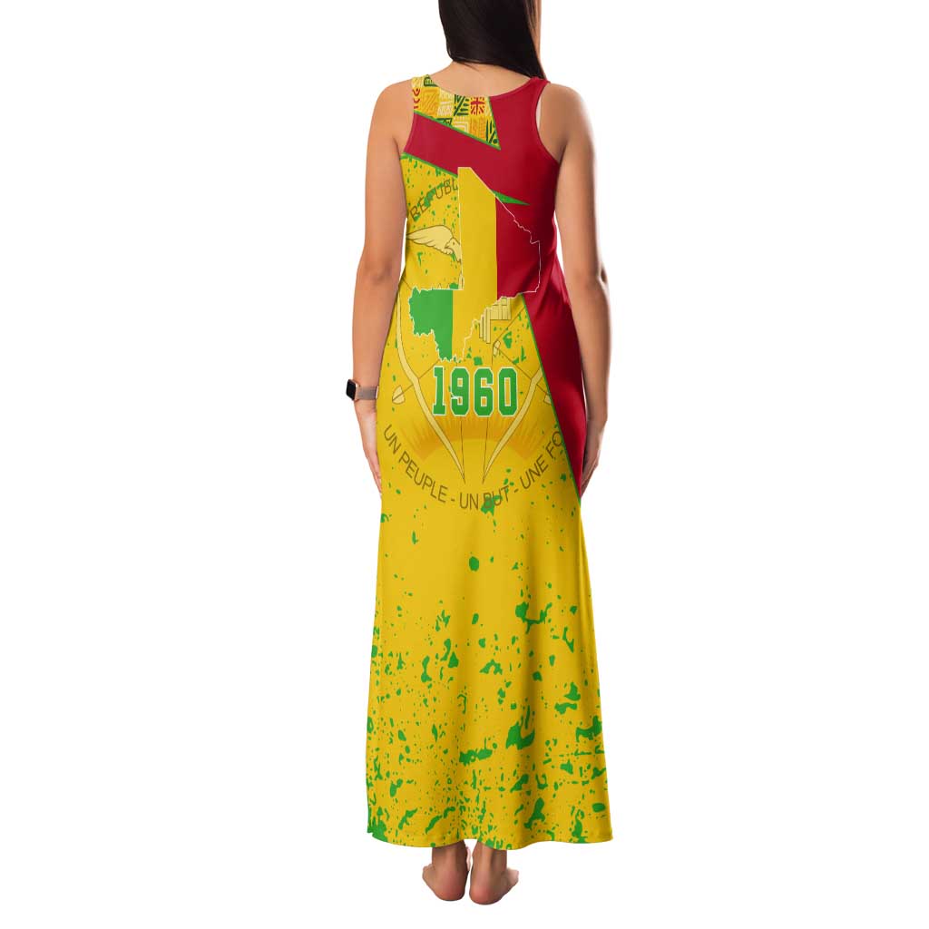 Mali Map Tank Maxi Dress Heart-Inspired Design with National Flag Colors
