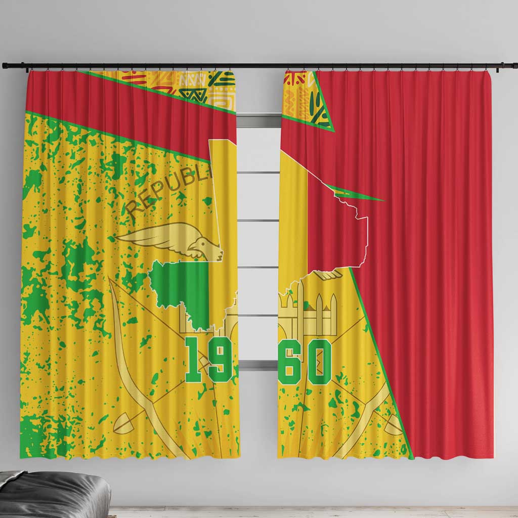 Mali Map Window Curtain Heart-Inspired Design with National Flag Colors