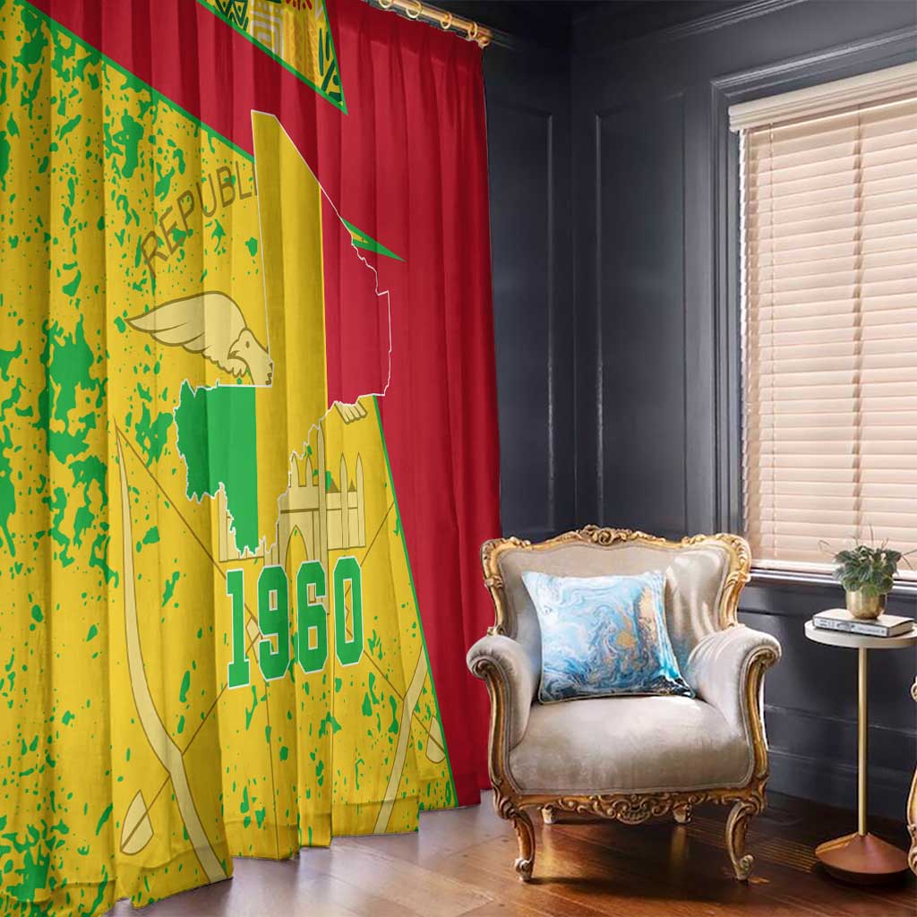 Mali Map Window Curtain Heart-Inspired Design with National Flag Colors