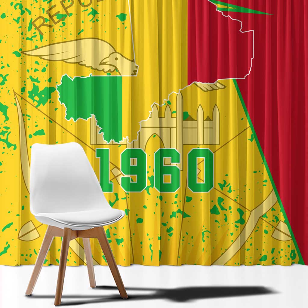 Mali Map Window Curtain Heart-Inspired Design with National Flag Colors