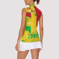 Mali Map Women Sleeveless Polo Shirt Heart-Inspired Design with National Flag Colors