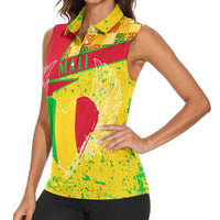 Mali Map Women Sleeveless Polo Shirt Heart-Inspired Design with National Flag Colors