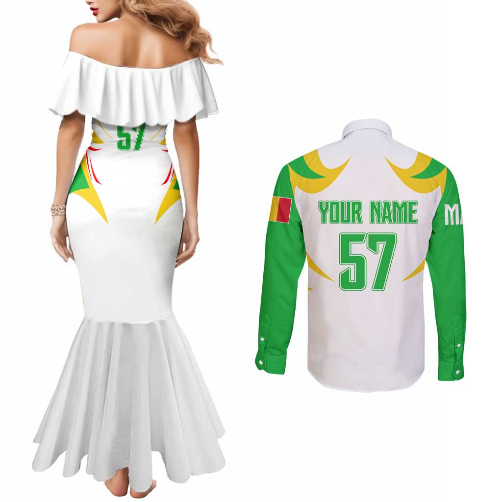 Mali Vulture Couples Matching Mermaid Dress and Long Sleeve Button Shirt Sporty Style with National Flag Colors