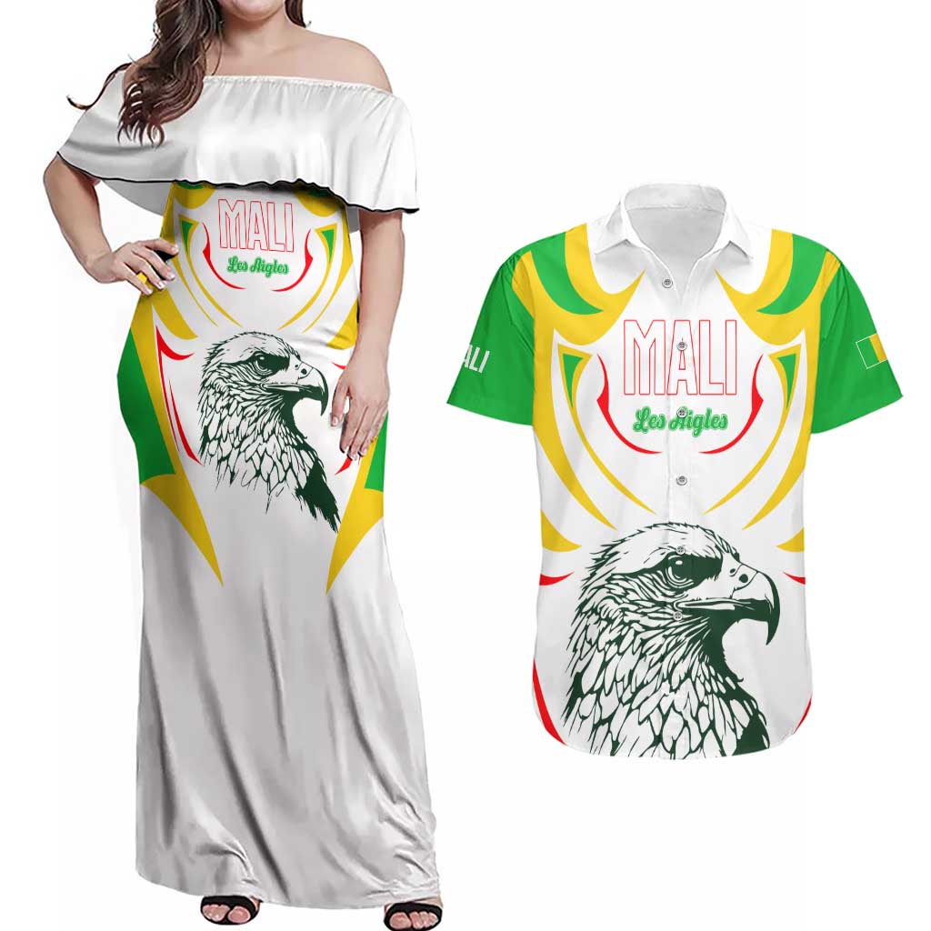 Mali Vulture Couples Matching Off Shoulder Maxi Dress and Hawaiian Shirt Sporty Style with National Flag Colors