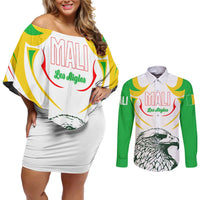 Mali Vulture Couples Matching Off Shoulder Short Dress and Long Sleeve Button Shirt Sporty Style with National Flag Colors