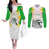 Mali Vulture Couples Matching Off The Shoulder Long Sleeve Dress and Long Sleeve Button Shirt Sporty Style with National Flag Colors