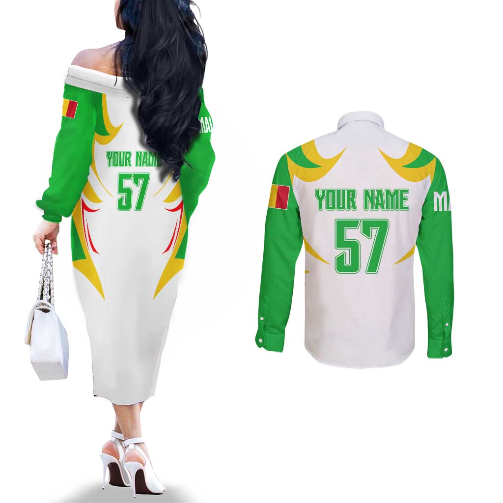 Mali Vulture Couples Matching Off The Shoulder Long Sleeve Dress and Long Sleeve Button Shirt Sporty Style with National Flag Colors