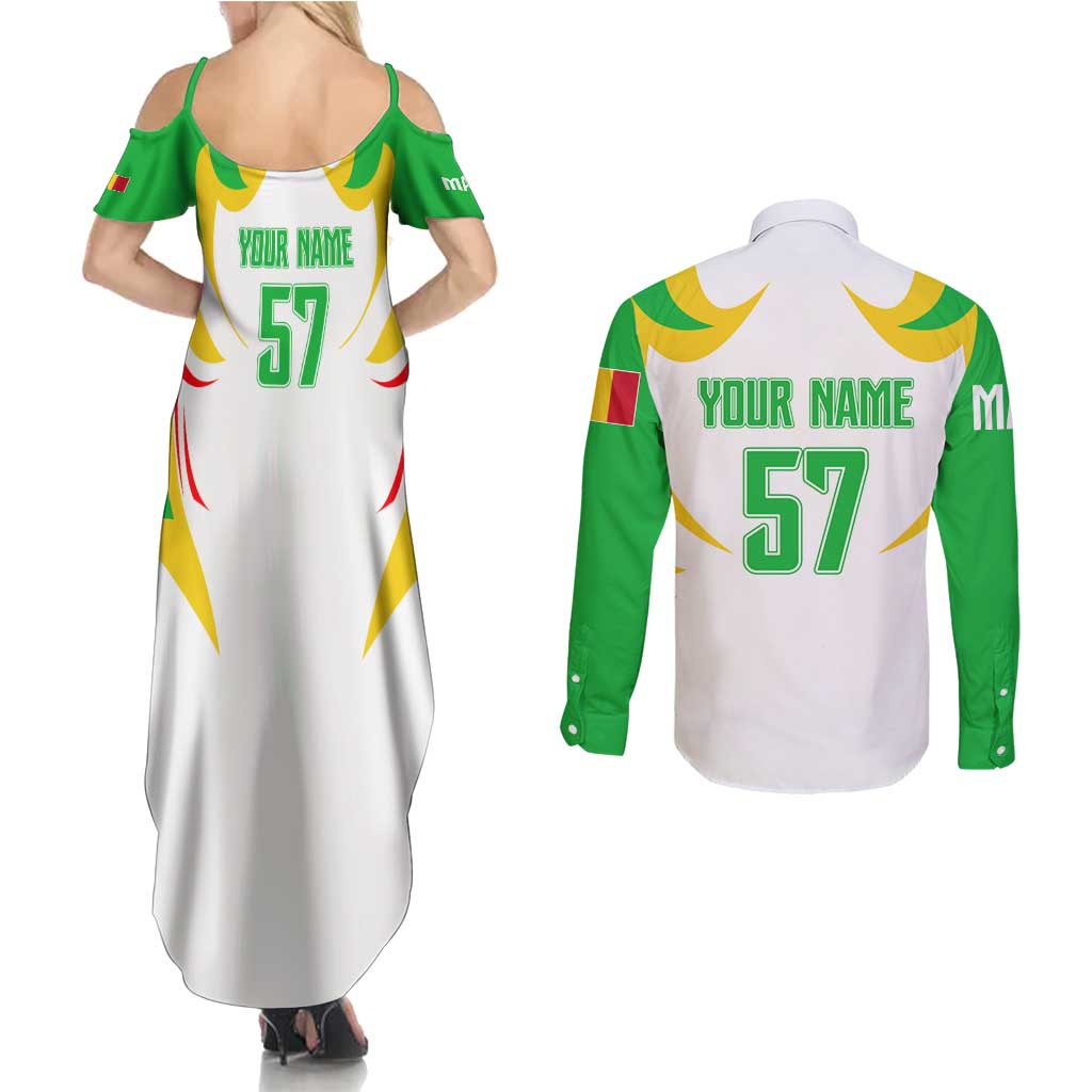 Mali Vulture Couples Matching Summer Maxi Dress and Long Sleeve Button Shirt Sporty Style with National Flag Colors