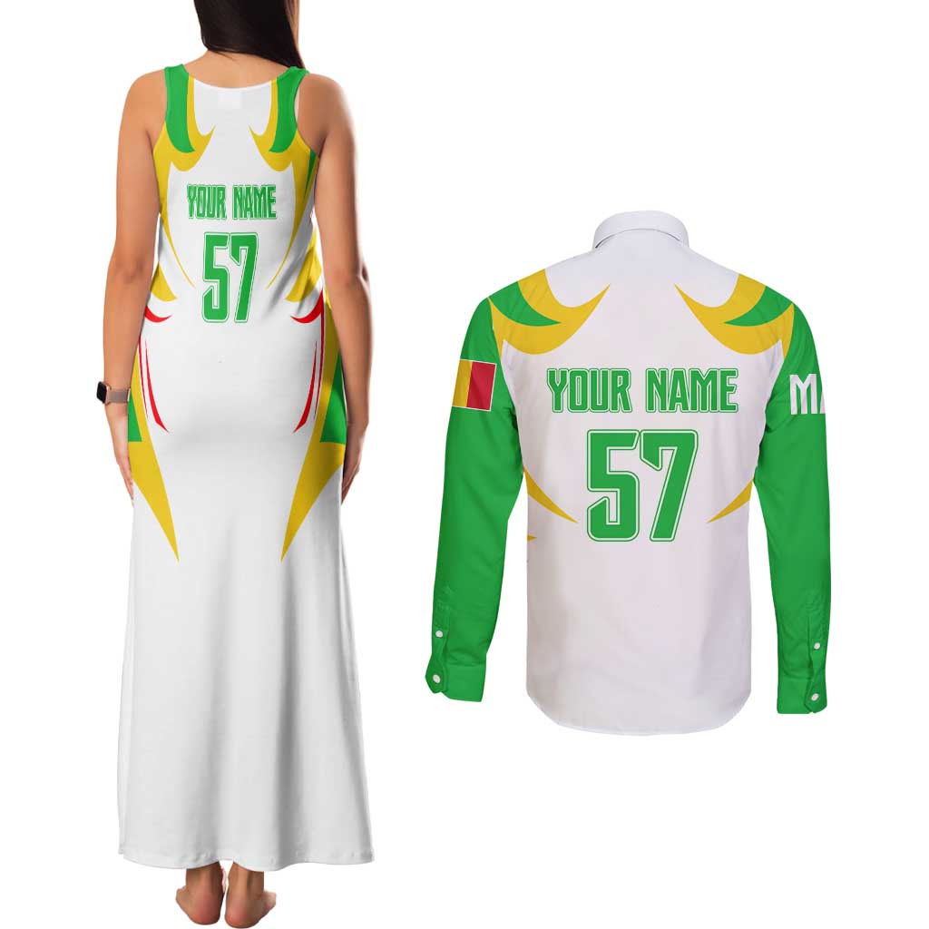 Mali Vulture Couples Matching Tank Maxi Dress and Long Sleeve Button Shirt Sporty Style with National Flag Colors