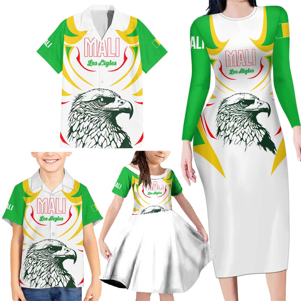 Mali Vulture Family Matching Long Sleeve Bodycon Dress and Hawaiian Shirt Sporty Style with National Flag Colors