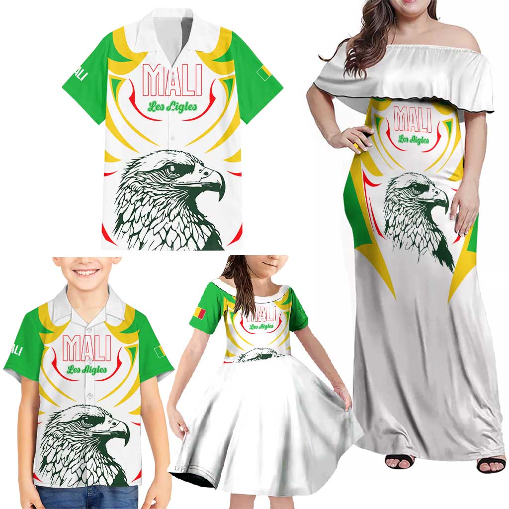 Mali Vulture Family Matching Off Shoulder Maxi Dress and Hawaiian Shirt Sporty Style with National Flag Colors