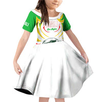 Mali Vulture Family Matching Off Shoulder Short Dress and Hawaiian Shirt Sporty Style with National Flag Colors