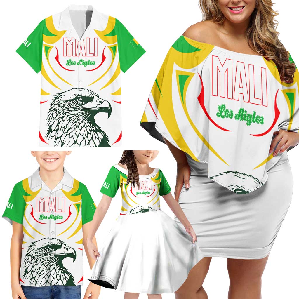 Mali Vulture Family Matching Off Shoulder Short Dress and Hawaiian Shirt Sporty Style with National Flag Colors