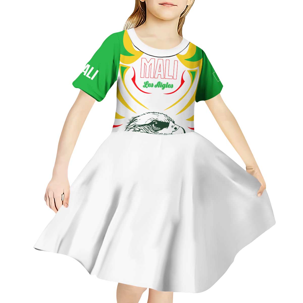 Mali Vulture Kid Short Sleeve Dress Sporty Style with National Flag Colors