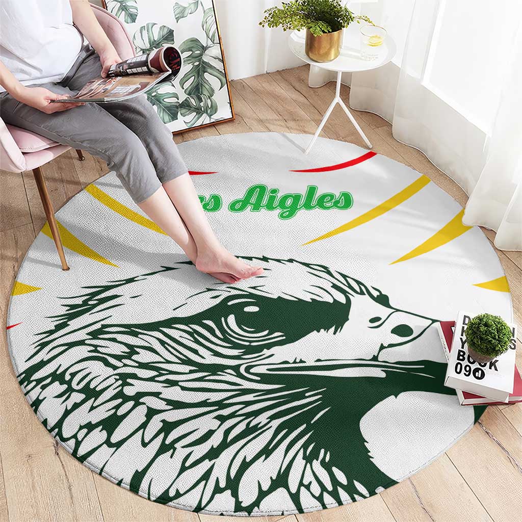 Mali Vulture Round Carpet Sporty Style with National Flag Colors