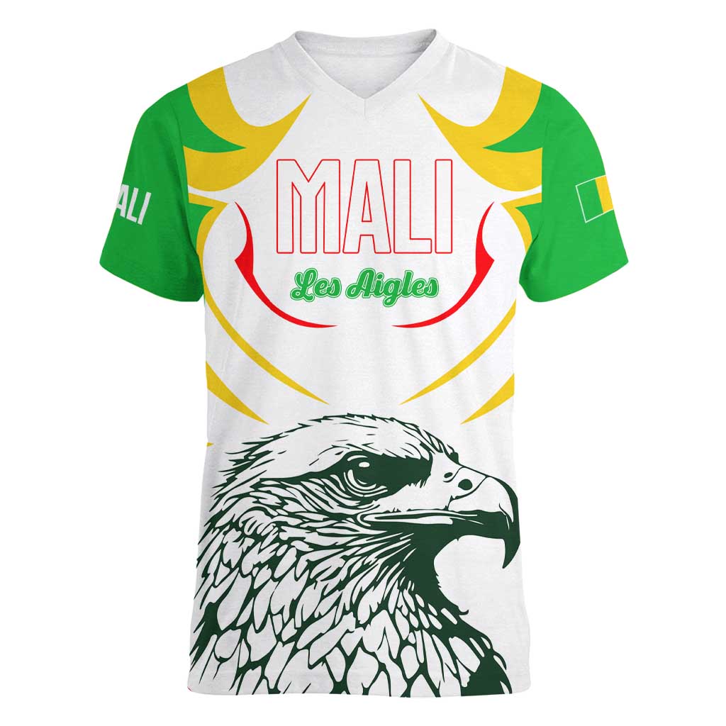 Mali Vulture Women V-Neck T-Shirt Sporty Style with National Flag Colors
