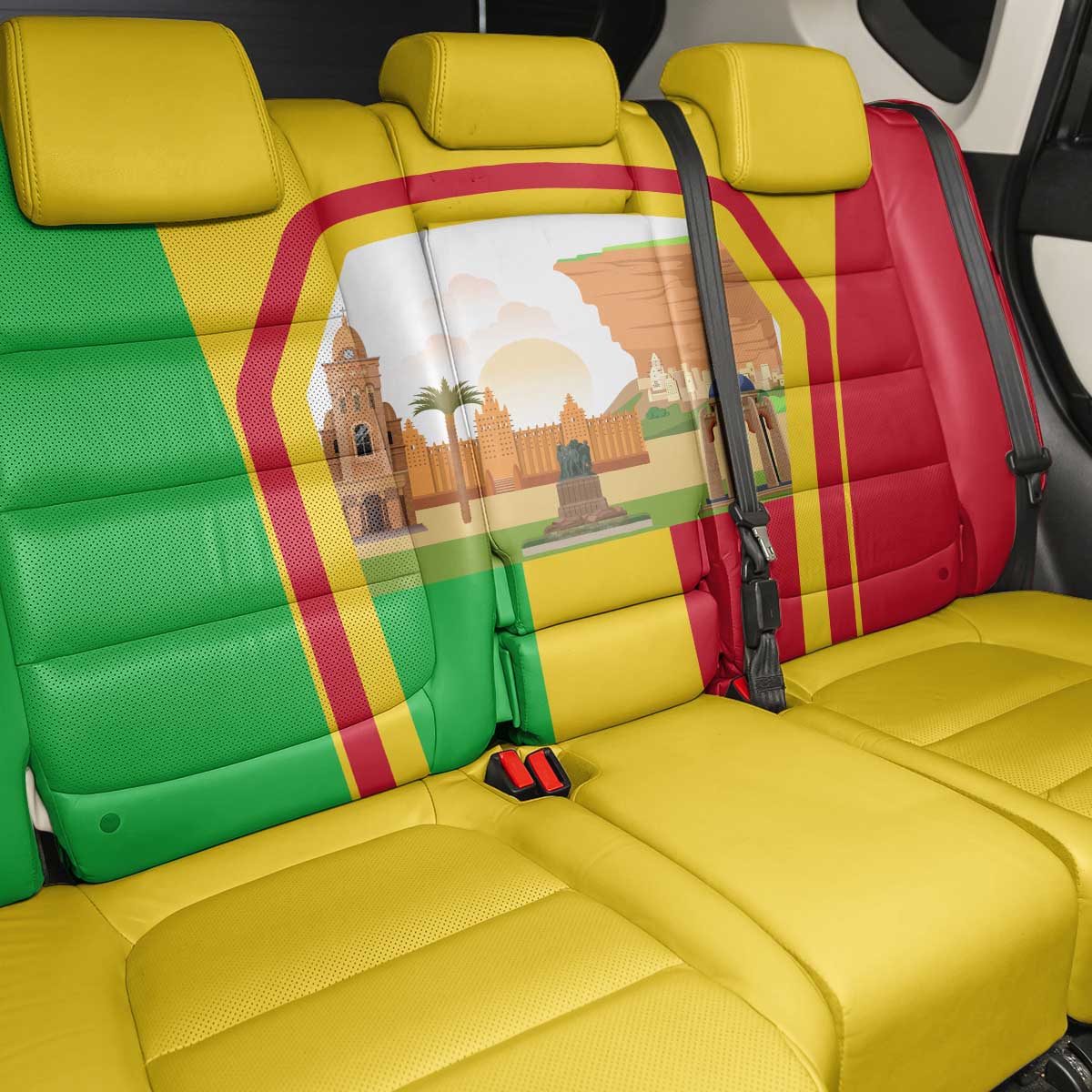Mali Landmarks Back Car Seat Cover Cultural Patterns & Famous Tourist Destinations