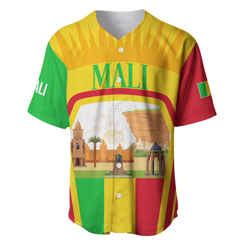 Mali Landmarks Baseball Jersey Cultural Patterns & Famous Tourist Destinations