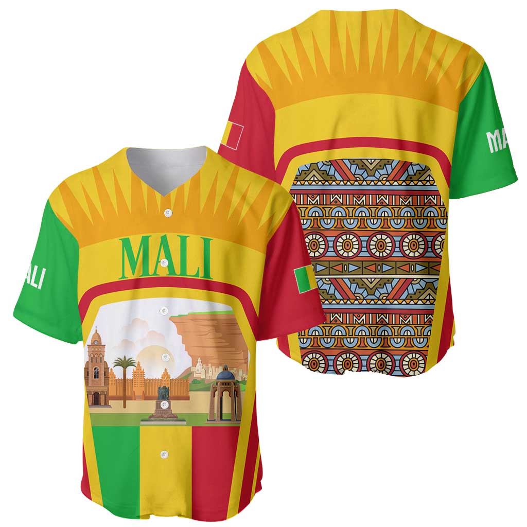 Mali Landmarks Baseball Jersey Cultural Patterns & Famous Tourist Destinations