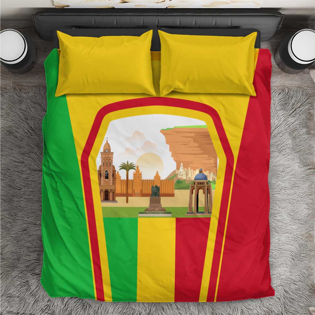 Mali Landmarks Bedding Set Cultural Patterns & Famous Tourist Destinations