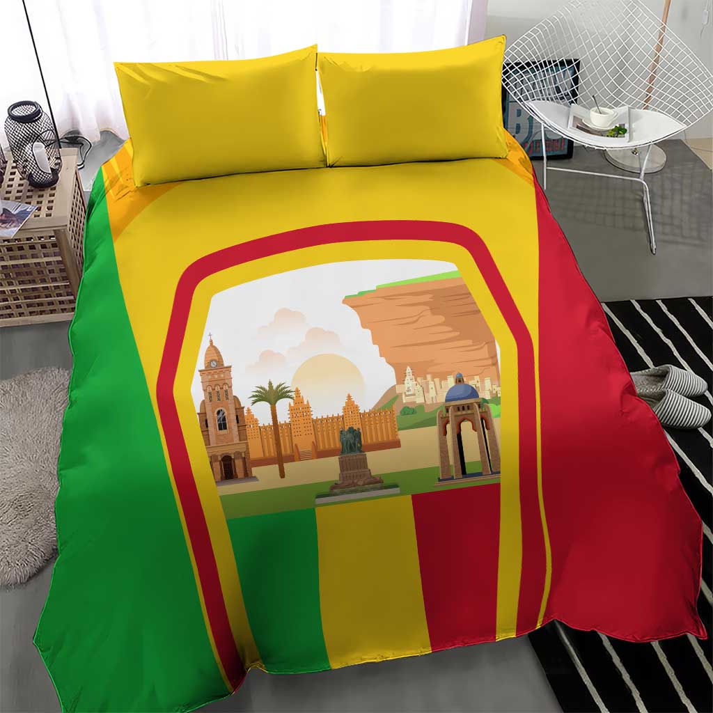 Mali Landmarks Bedding Set Cultural Patterns & Famous Tourist Destinations