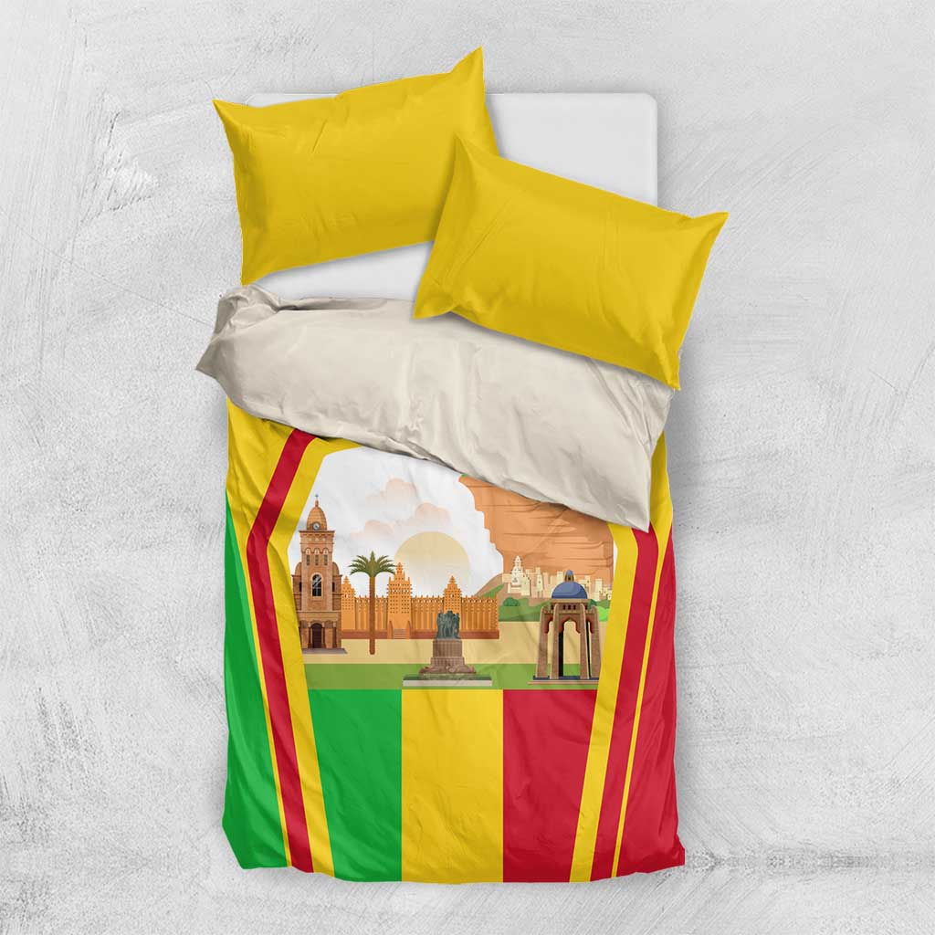 Mali Landmarks Bedding Set Cultural Patterns & Famous Tourist Destinations