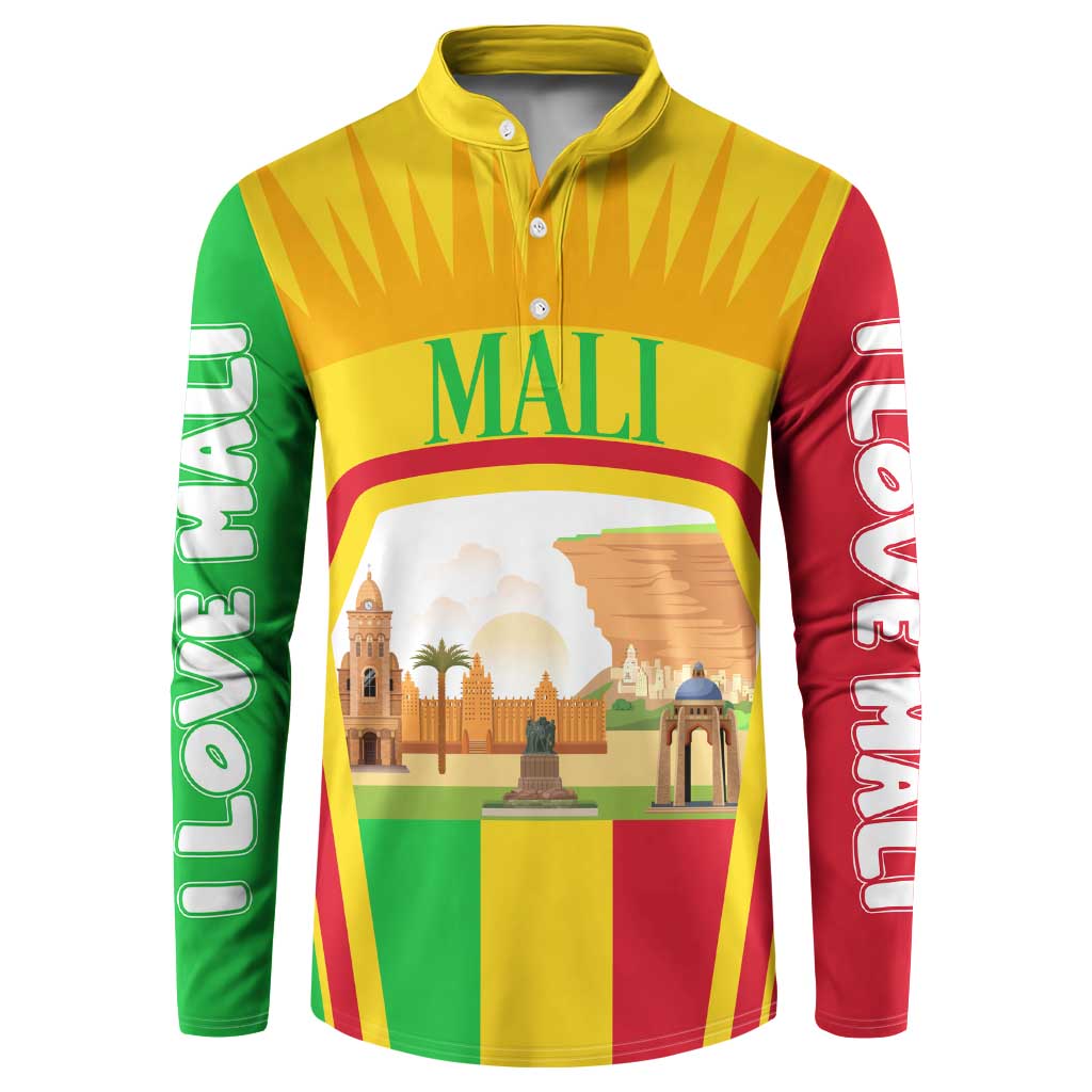 Mali Landmarks Button Sweatshirt Cultural Patterns & Famous Tourist Destinations