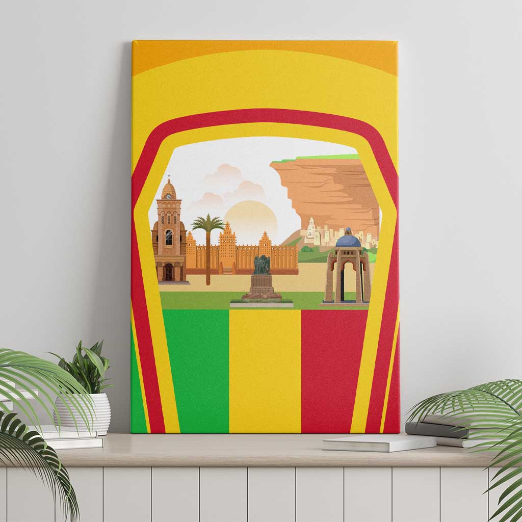 Mali Landmarks Canvas Wall Art Cultural Patterns & Famous Tourist Destinations