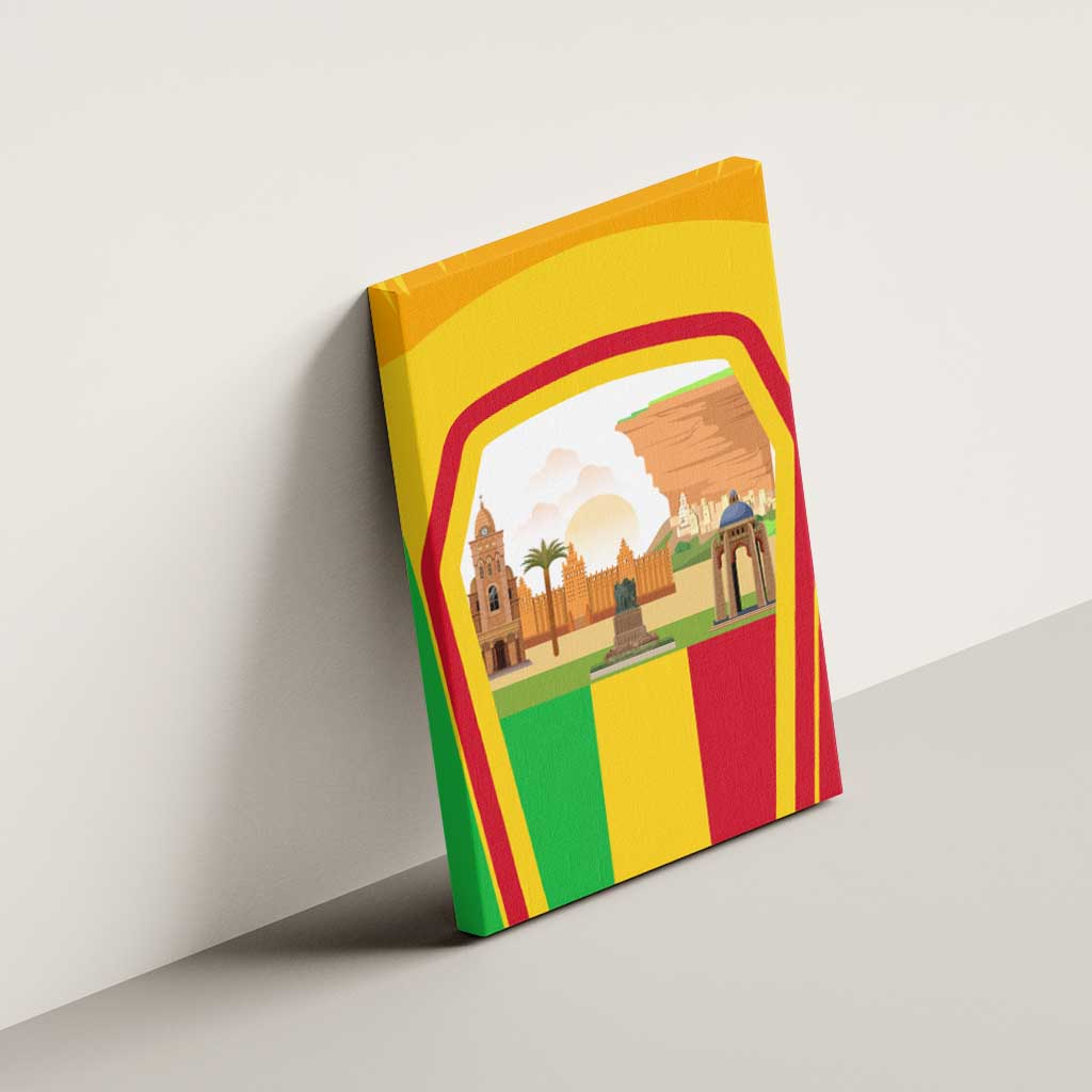 Mali Landmarks Canvas Wall Art Cultural Patterns & Famous Tourist Destinations