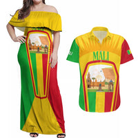 Mali Landmarks Couples Matching Off Shoulder Maxi Dress and Hawaiian Shirt Cultural Patterns & Famous Tourist Destinations