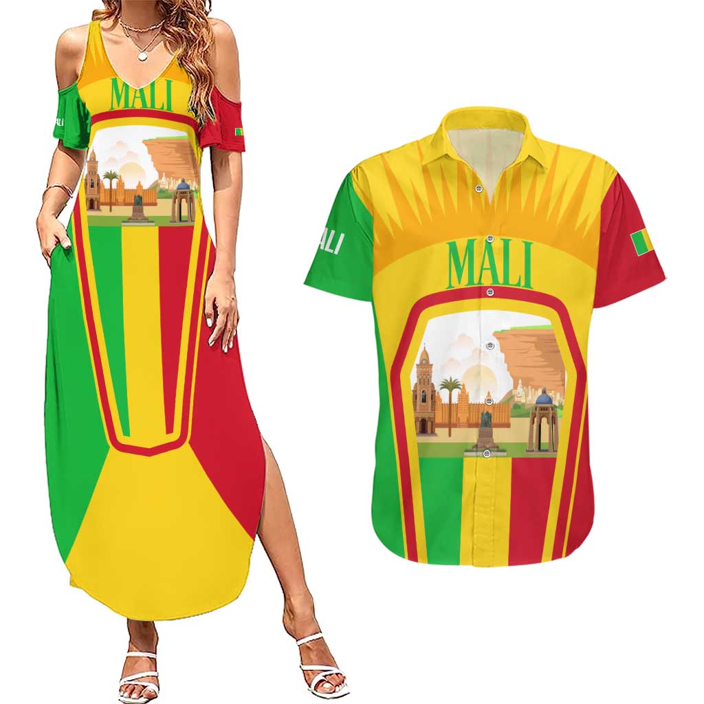 Mali Landmarks Couples Matching Summer Maxi Dress and Hawaiian Shirt Cultural Patterns & Famous Tourist Destinations