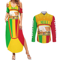 Mali Landmarks Couples Matching Summer Maxi Dress and Long Sleeve Button Shirt Cultural Patterns & Famous Tourist Destinations