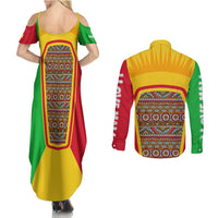 Mali Landmarks Couples Matching Summer Maxi Dress and Long Sleeve Button Shirt Cultural Patterns & Famous Tourist Destinations