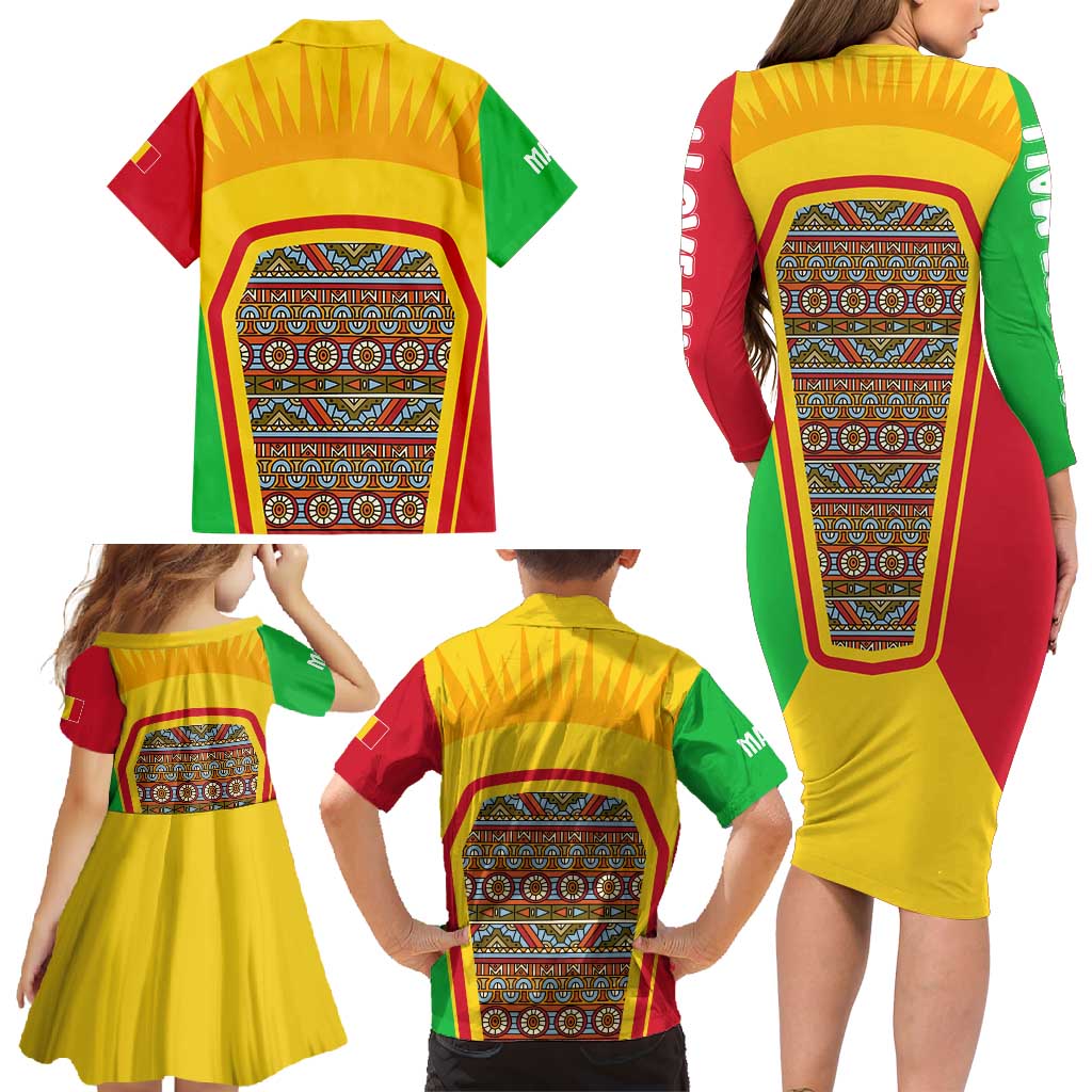 Mali Landmarks Family Matching Long Sleeve Bodycon Dress and Hawaiian Shirt Cultural Patterns & Famous Tourist Destinations