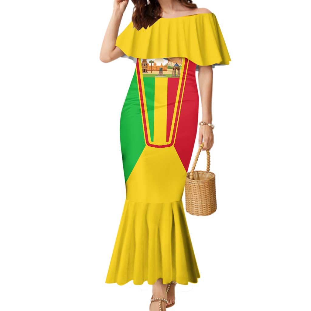 Mali Landmarks Family Matching Mermaid Dress and Hawaiian Shirt Cultural Patterns & Famous Tourist Destinations