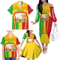 Mali Landmarks Family Matching Off The Shoulder Long Sleeve Dress and Hawaiian Shirt Cultural Patterns & Famous Tourist Destinations